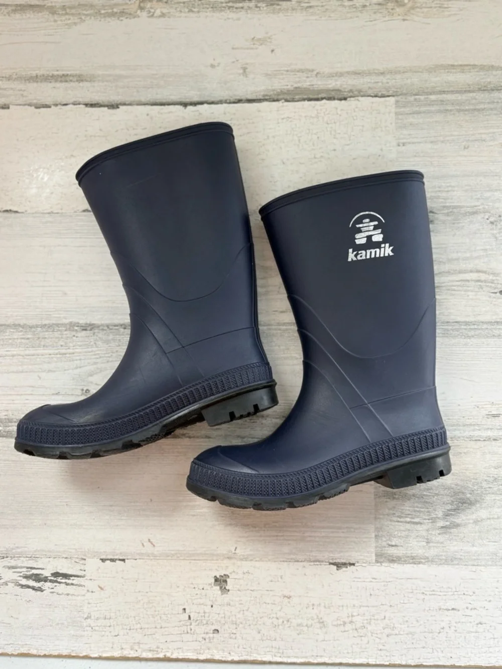 Kamik Girls Size 1 Stomp Pull On Waterproof Rain Snow Boots In Navy